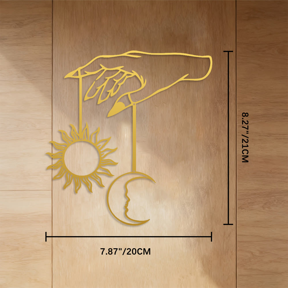 FuAttract Serenity & Universal Energy Sun & Moon Metal Wall Decor Home Art Decor - Golden - 7.87"*8.27"*0.04"/20*21*0.1cm - image 16