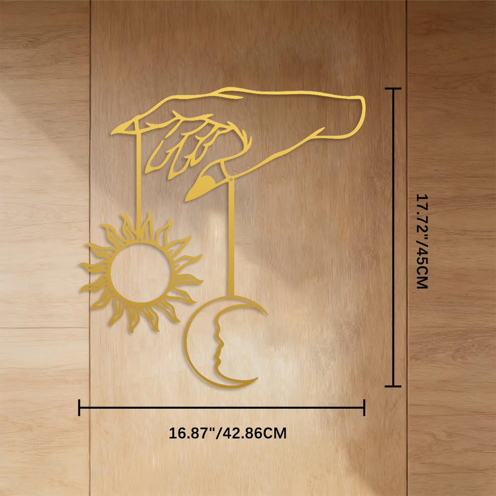 FuAttract Serenity & Universal Energy Sun & Moon Metal Wall Decor Home Art Decor - Golden - 16.87"*17.72"*0.04"/42.86*45*0.1cm - image 22