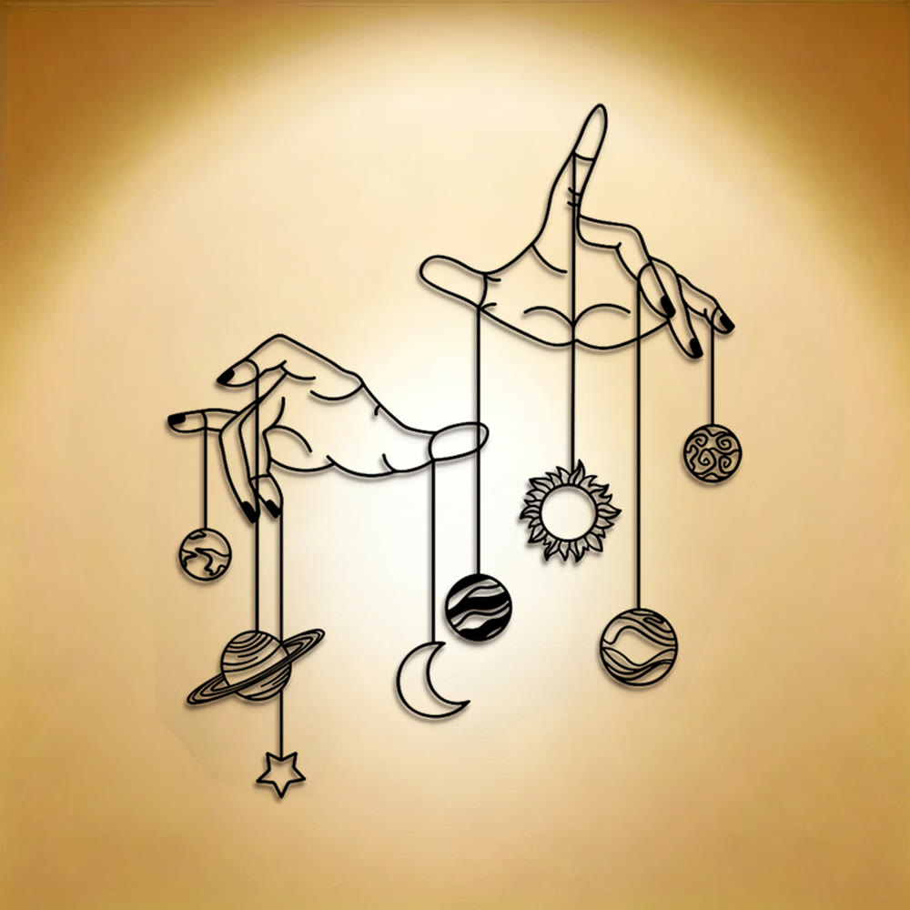 FuAttract Harmony & Universal Energy Celestial Hand Planet Sun & Moon  Metal Wall Decor Home Art Decor - image 0