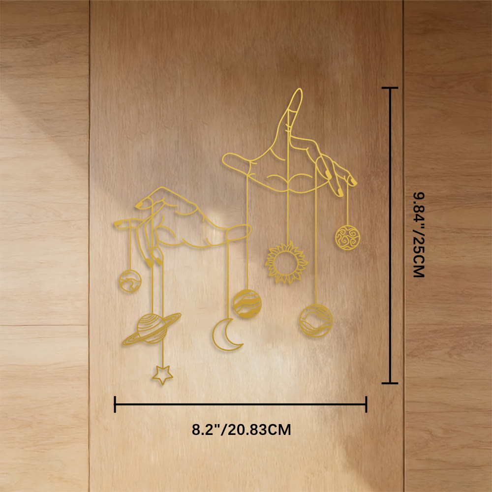 FuAttract Harmony & Universal Energy Celestial Hand Planet Sun & Moon  Metal Wall Decor Home Art Decor - Golden - 9.84"*8.2"*0.04"/25*20.83*0.1cm - image 15