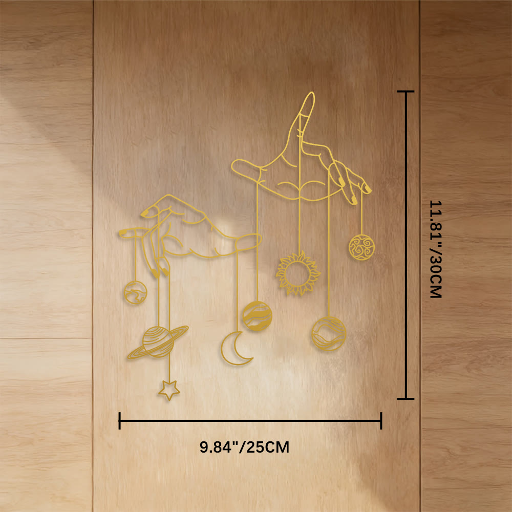 FuAttract Harmony & Universal Energy Celestial Hand Planet Sun & Moon  Metal Wall Decor Home Art Decor - Golden - 11.81"*9.84"*0.04"/30*25*0.1cm - image 16
