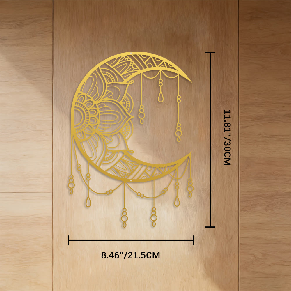 FuAttract Serenity Harmony & Mystic Crescent Moon Mandala Metal Wall Decor Home Art Decor - Golden - 8.46"*11.81"*0.04"/21.5*30*0.1cm - image 13