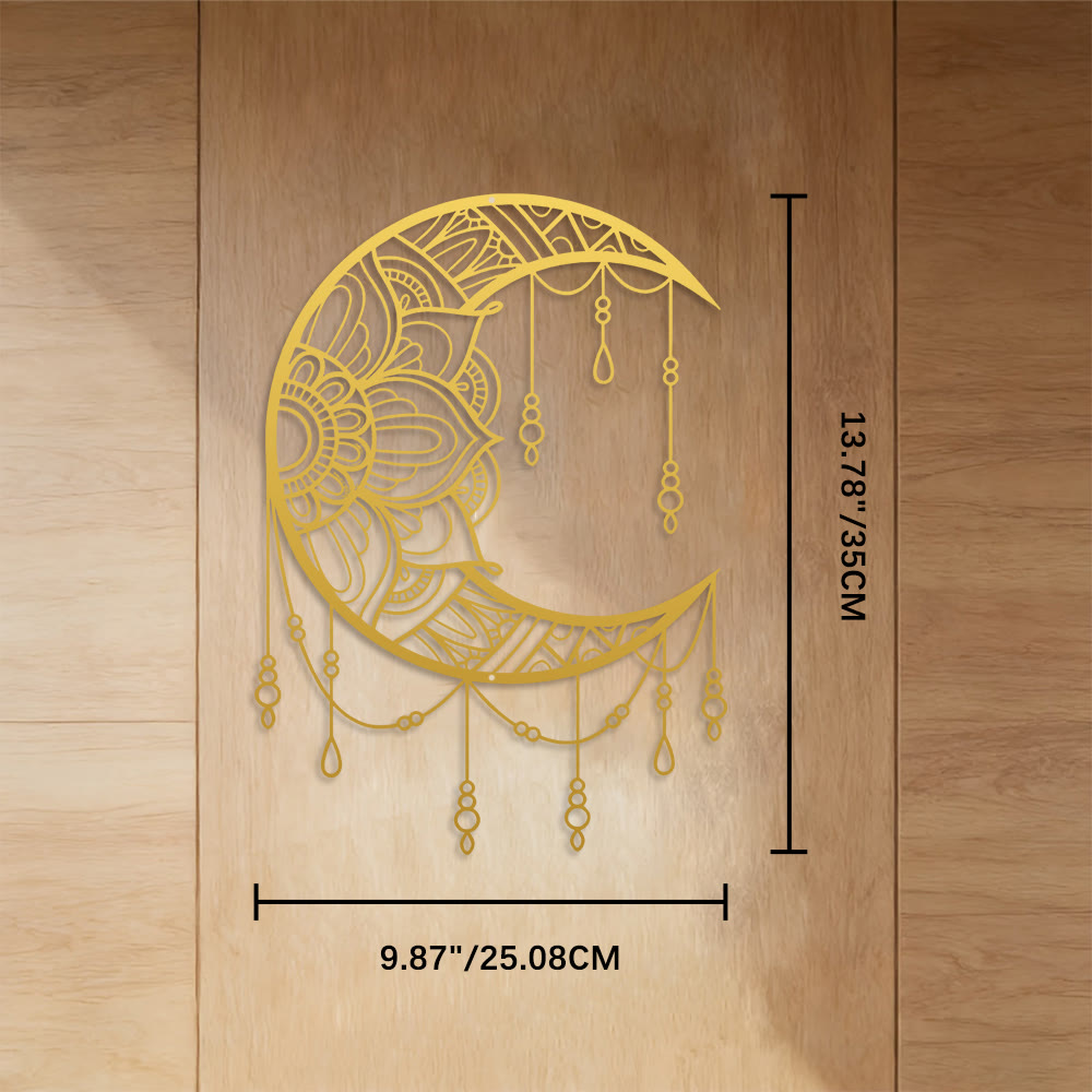 FuAttract Serenity Harmony & Mystic Crescent Moon Mandala Metal Wall Decor Home Art Decor - Golden - 9.87"*13.78"*0.04"/25.08*35*0.1cm - image 14