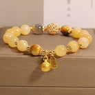 FuAttract Fortune Prosperity & Wealth Yellow Jade Pixiu Fu Character Bracelet - 6.7-7.5in/17-19cm - image 0