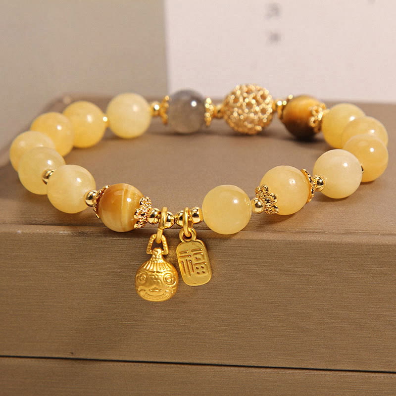 FuAttract Fortune Prosperity & Wealth Yellow Jade Pixiu Fu Character Bracelet - image 4