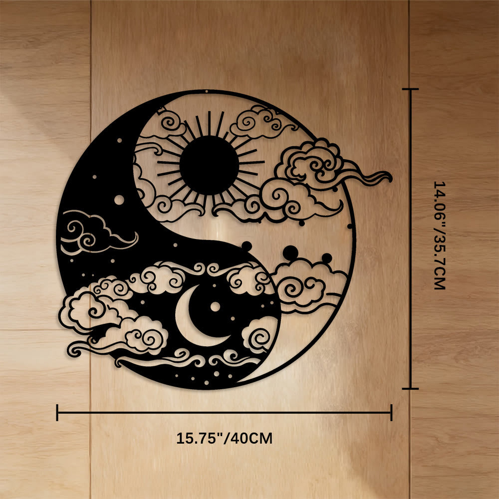 FuAttract Balance Harmony & Energy Yin Yang Sun & Moon  Metal Wall Decor Home Art Decor - Black - 15.75"*14.06"*0.04"/40*35.7*0.1cm - image 4