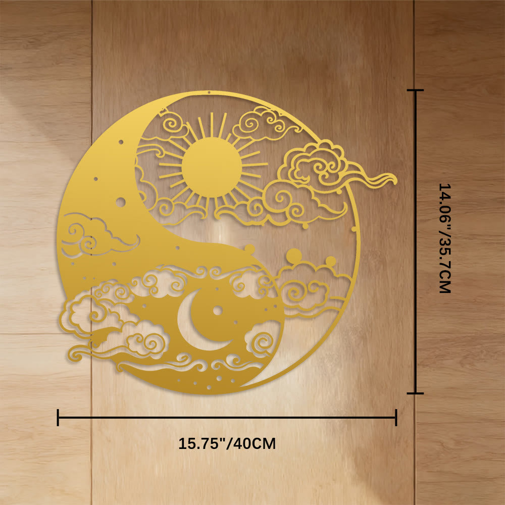 FuAttract Balance Harmony & Energy Yin Yang Sun & Moon  Metal Wall Decor Home Art Decor - Golden - 15.75"*14.06"*0.04"/40*35.7*0.1cm - image 17