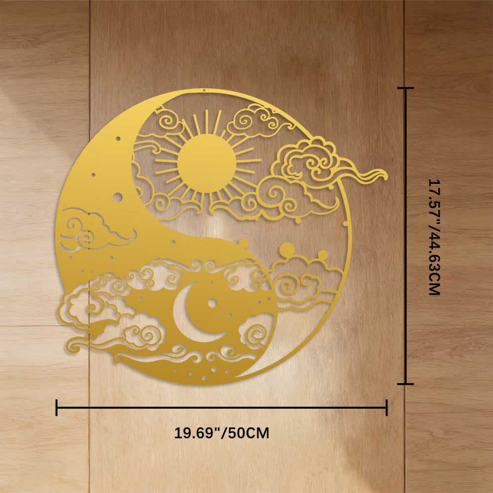 FuAttract Balance Harmony & Energy Yin Yang Sun & Moon  Metal Wall Decor Home Art Decor - Golden - 19.69"*17.57"*0.05"/50*44.63*0.12cm - image 20