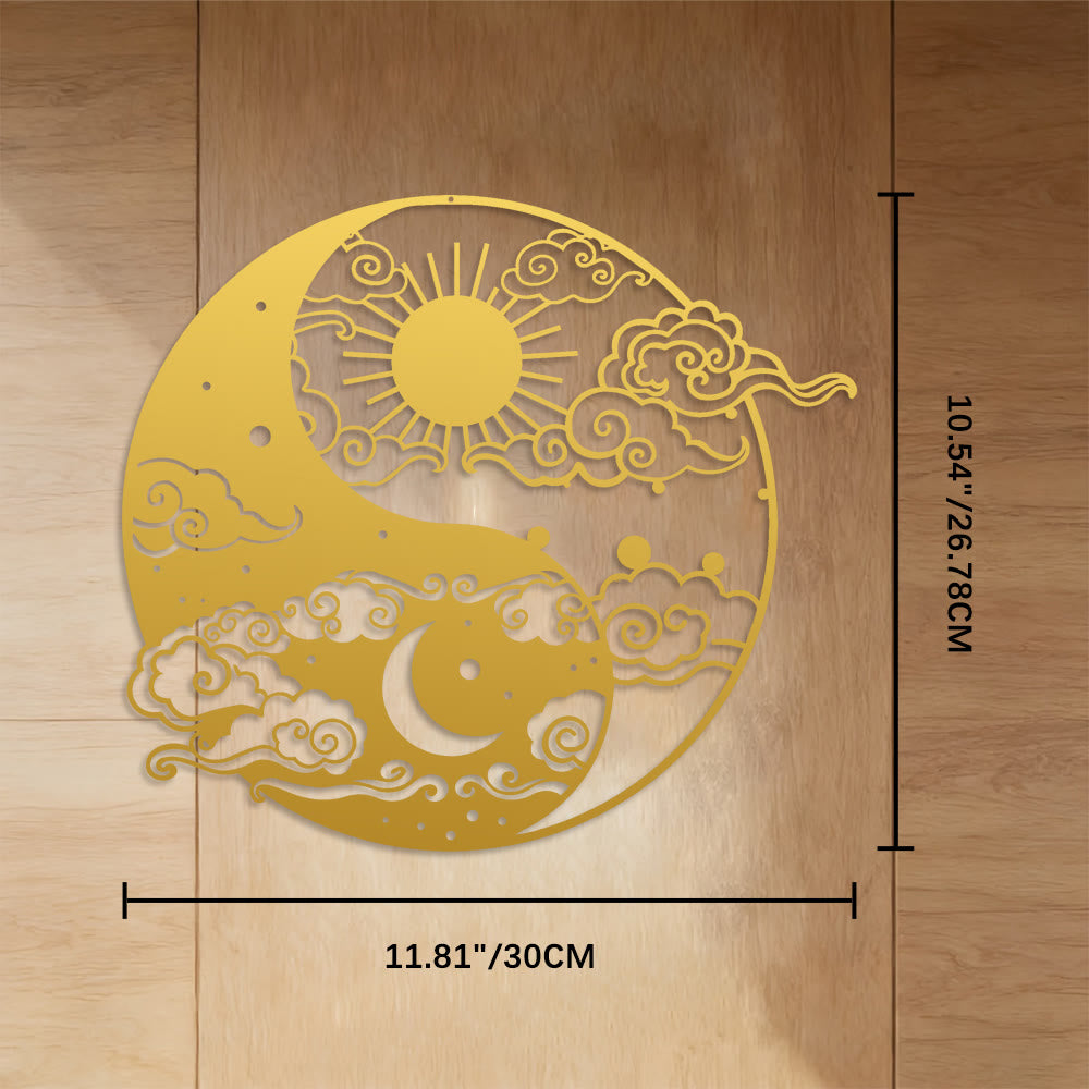 FuAttract Balance Harmony & Energy Yin Yang Sun & Moon  Metal Wall Decor Home Art Decor - Golden - 11.81"*10.54"*0.04"/30*26.78*0.1cm - image 15