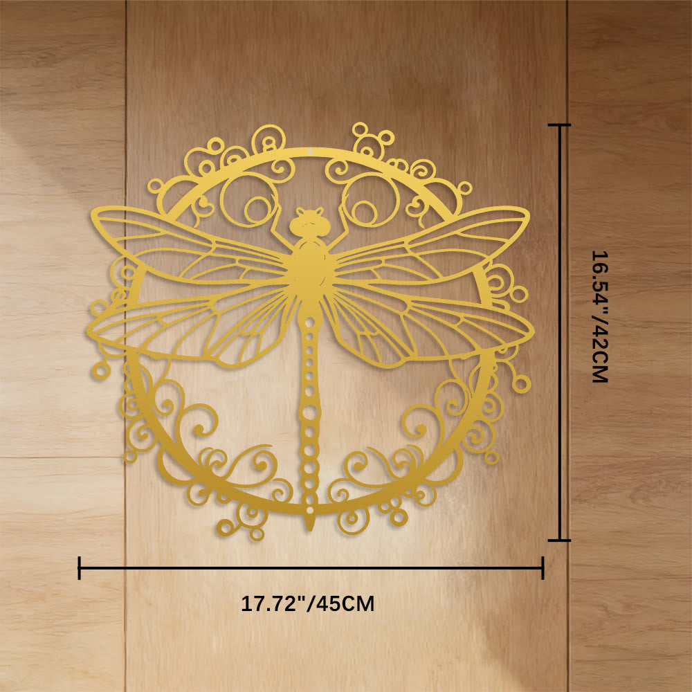 FuAttract Elegance Harmony & Graceful Dragonfly Metal Wall Decor Home Art Decor - Golden - 17.72"*16.54"*0.04"/45*42*0.1cm - image 17