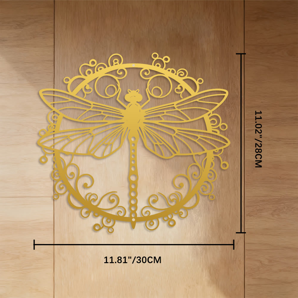 FuAttract Elegance Harmony & Graceful Dragonfly Metal Wall Decor Home Art Decor - Golden - 11.81"*11.02"*0.04"/30*28*0.1cm - image 13