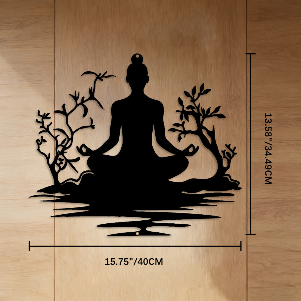  Fuattract Harmony & Spiritual Balance Buddha Zen Metal Wall Decor Home Art Decor - Black - 15.75"*13.58"*0.04"/40*34.49*0.1cm - image 4