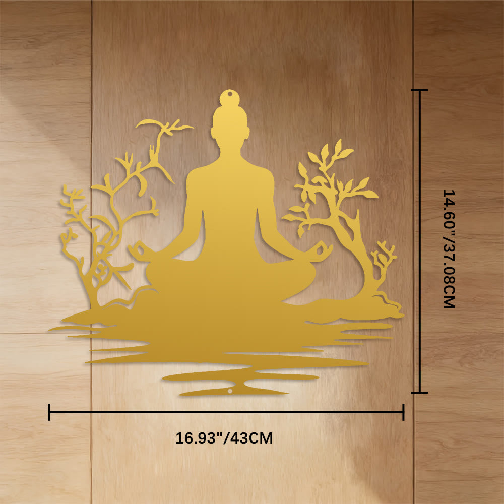  Fuattract Harmony & Spiritual Balance Buddha Zen Metal Wall Decor Home Art Decor - Golden - 16.93"*14.60"*0.04"/43*37.08*0.1cm - image 17