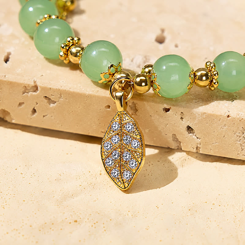 FuAttract Prosperity Elegance & Noble Energy Glaze Bead Zinc Alloy Golden Leaf Bracelet - image 3