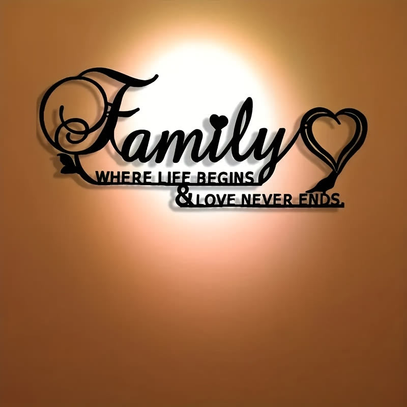 FuAttract Happiness Togetherness & Heartfelt Family Where Life Begins & Love Never Ends Metal Wall Decor Home Art Decor - image 3