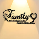 FuAttract Happiness Togetherness & Heartfelt Family Where Life Begins & Love Never Ends Metal Wall Decor Home Art Decor - image 0