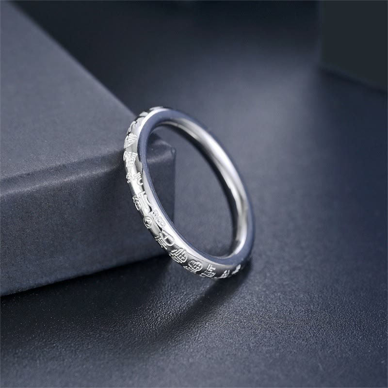 FuAttract Prosperity Luck & Good Fortune Gold FU Stainless Steel Ring - US 12 - Silver - image 4