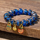 FuAttract Fortune Wealth & Abundance Money Beast Charm Gold Foil Ash Glaze Bead Bracelet - Blue - 14mm - image 15