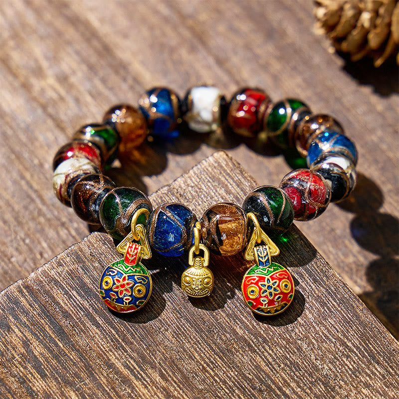 FuAttract Fortune Wealth & Abundance Money Beast Charm Gold Foil Ash Glaze Bead Bracelet - image 3
