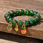 FuAttract Fortune Wealth & Abundance Money Beast Charm Gold Foil Ash Glaze Bead Bracelet - Green - 14mm - image 7