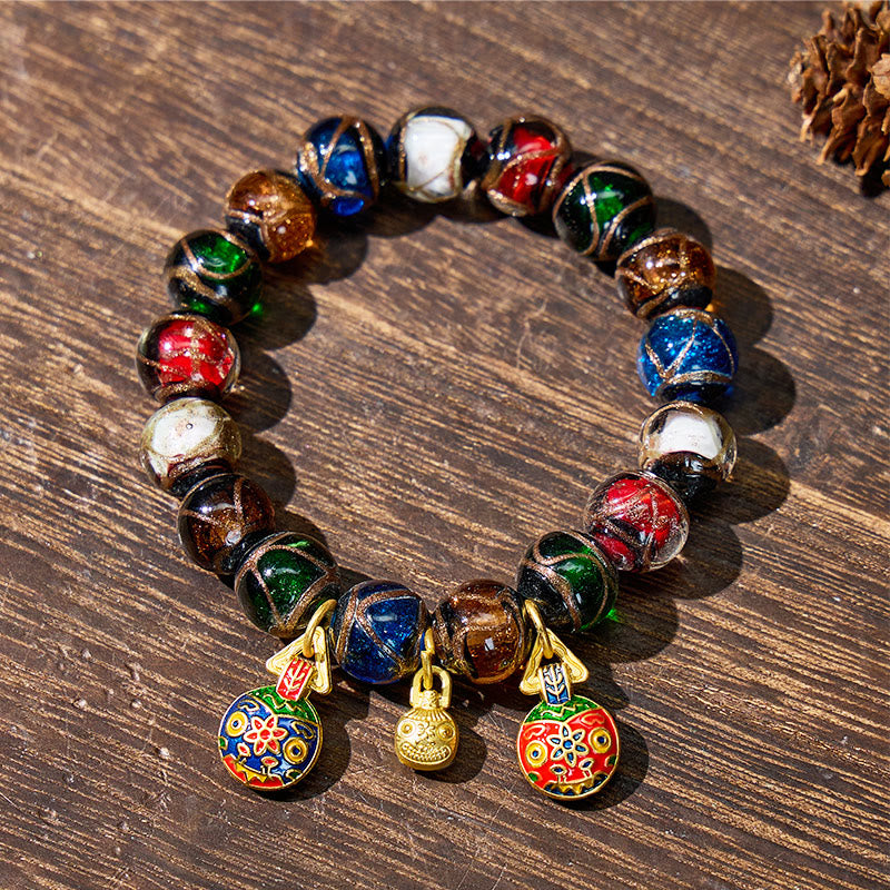 FuAttract Fortune Wealth & Abundance Money Beast Charm Gold Foil Ash Glaze Bead Bracelet - image 4