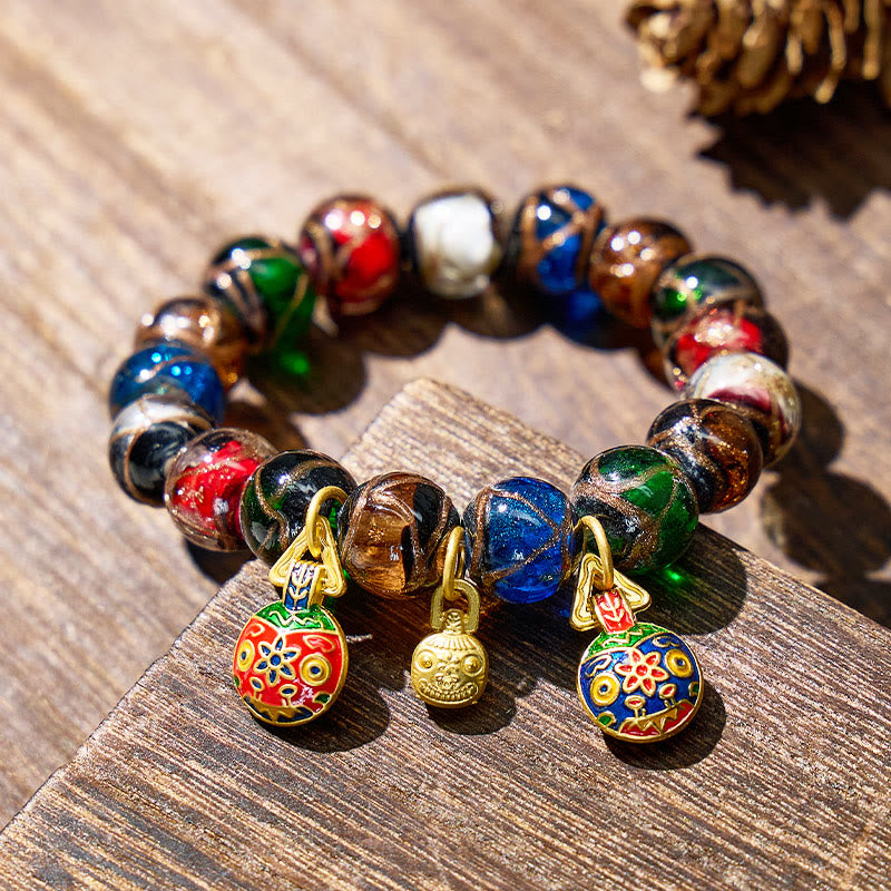 FuAttract Fortune Wealth & Abundance Money Beast Charm Gold Foil Ash Glaze Bead Bracelet - image 1