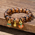 FuAttract Fortune Wealth & Abundance Money Beast Charm Gold Foil Ash Glaze Bead Bracelet - Coffee - 14mm - image 11
