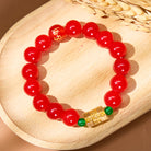 FuAttract Wisdom Serenity & Guidance Golden Barrel Charm Om Mani Mantra Bead Glaze Bracelet - image 1
