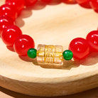 FuAttract Wisdom Serenity & Guidance Golden Barrel Charm Om Mani Mantra Bead Glaze Bracelet - image 5