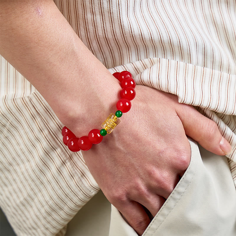 FuAttract Wisdom Serenity & Guidance Golden Barrel Charm Om Mani Mantra Bead Glaze Bracelet - image 4