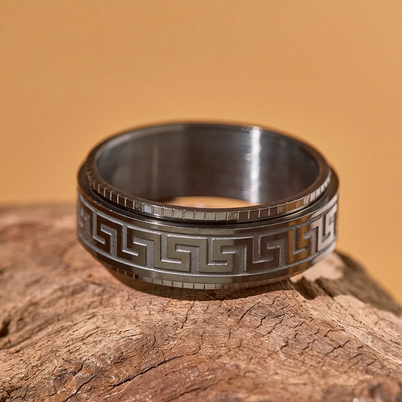 FuAttract Resilience Focus & Grounding Energy Titanium Steel Rotating Greek Key Ring - image 17