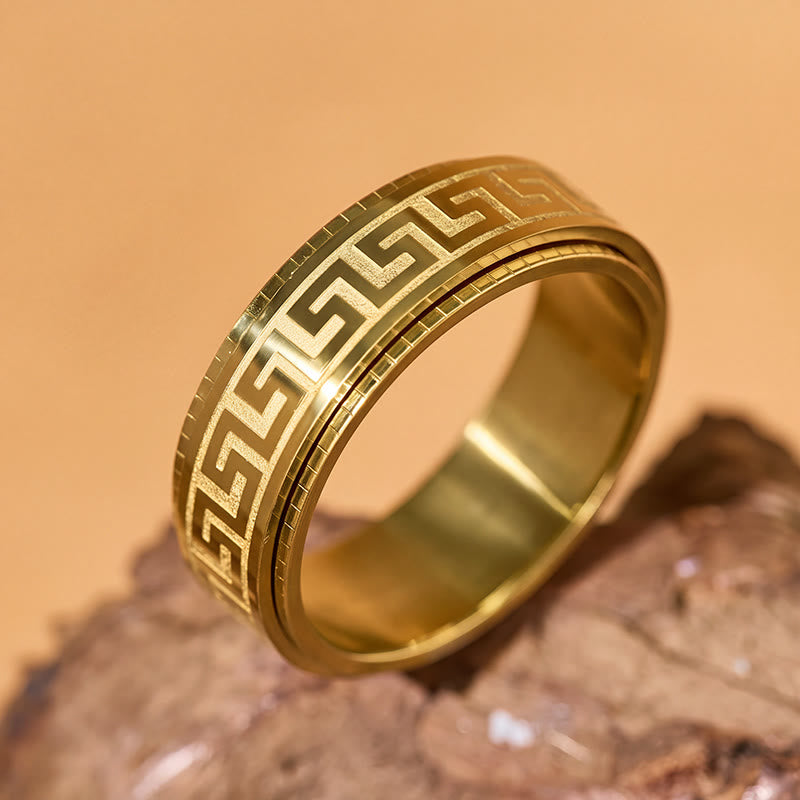 FuAttract Resilience Focus & Grounding Energy Titanium Steel Rotating Greek Key Ring - image 8