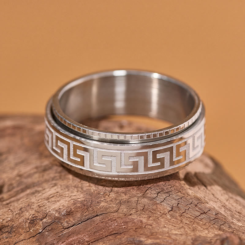 FuAttract Resilience Focus & Grounding Energy Titanium Steel Rotating Greek Key Ring - image 5