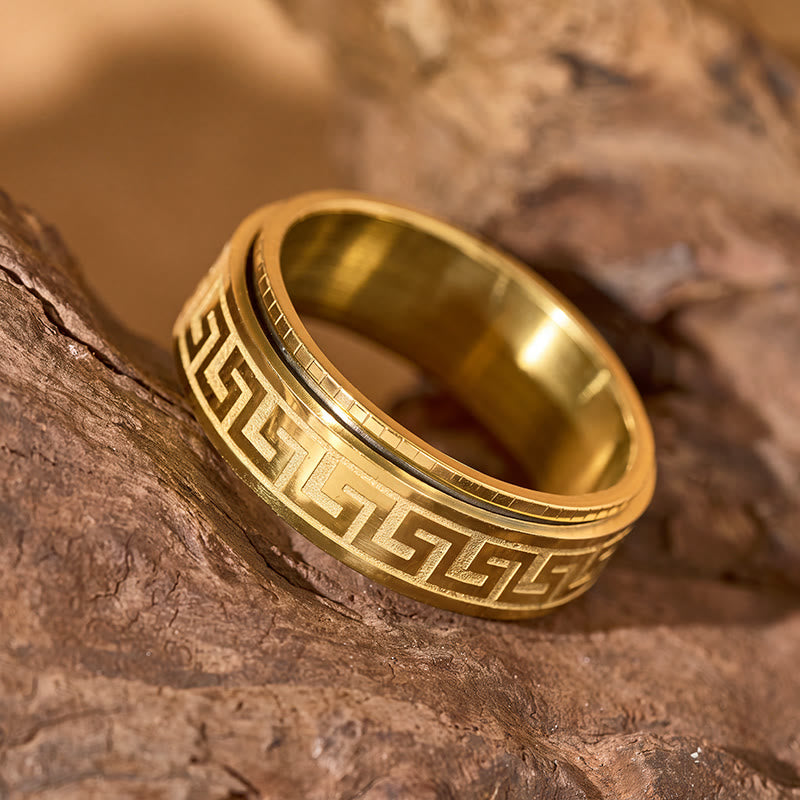 FuAttract Resilience Focus & Grounding Energy Titanium Steel Rotating Greek Key Ring - image 11