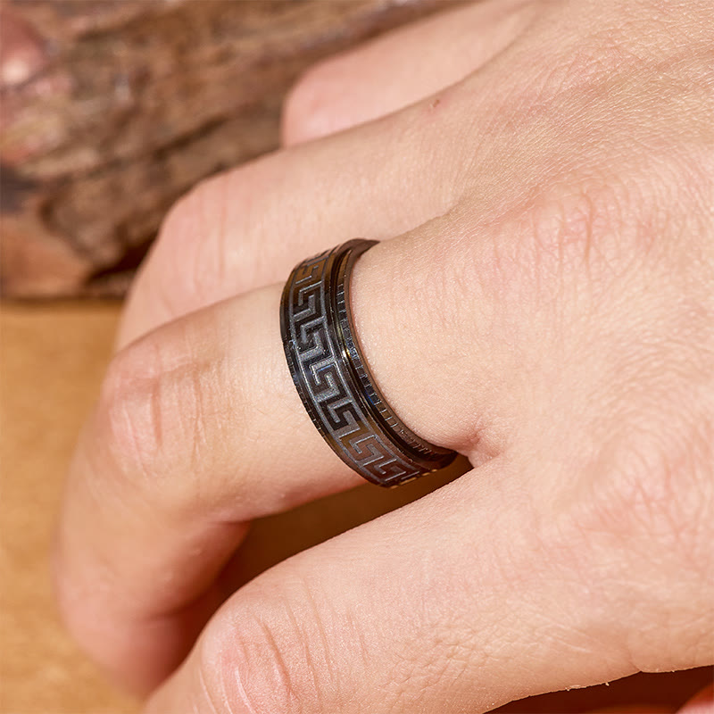FuAttract Resilience Focus & Grounding Energy Titanium Steel Rotating Greek Key Ring - image 16