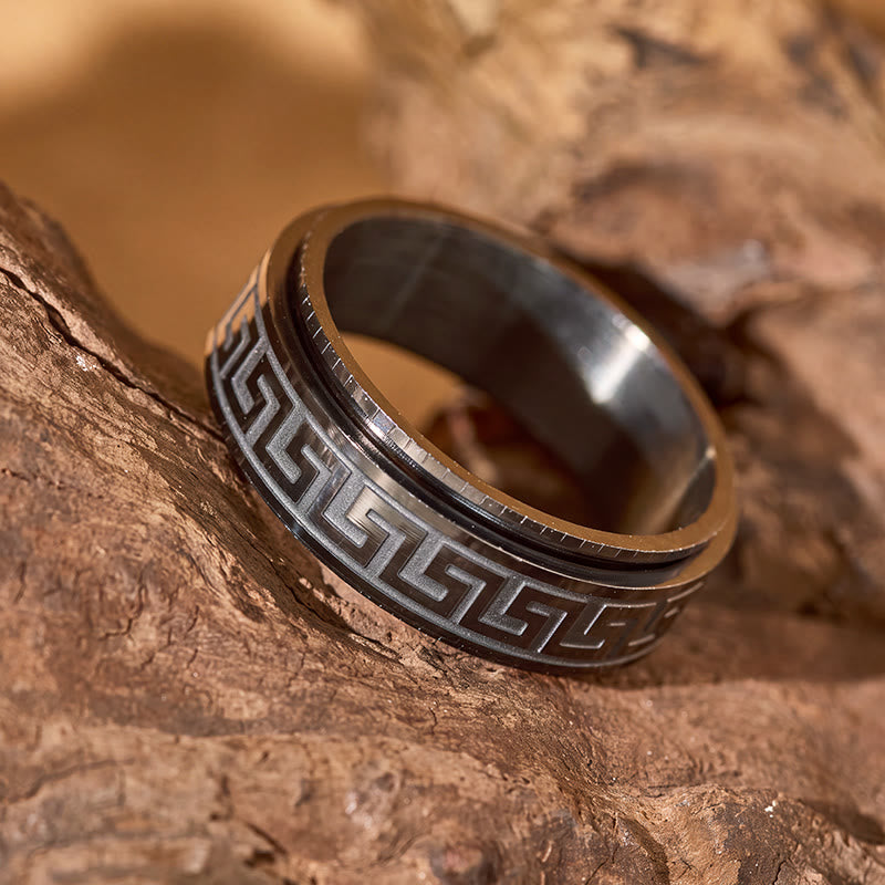 FuAttract Resilience Focus & Grounding Energy Titanium Steel Rotating Greek Key Ring - image 18
