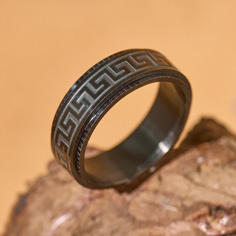 FuAttract Resilience Focus & Grounding Energy Titanium Steel Rotating Greek Key Ring - image 14