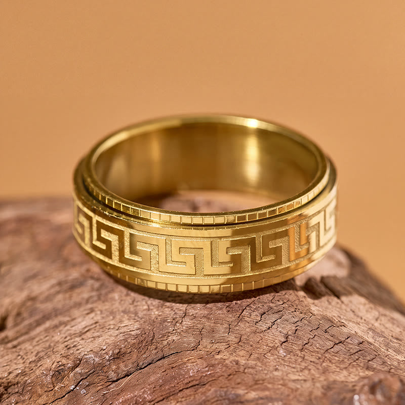 FuAttract Resilience Focus & Grounding Energy Titanium Steel Rotating Greek Key Ring - image 12