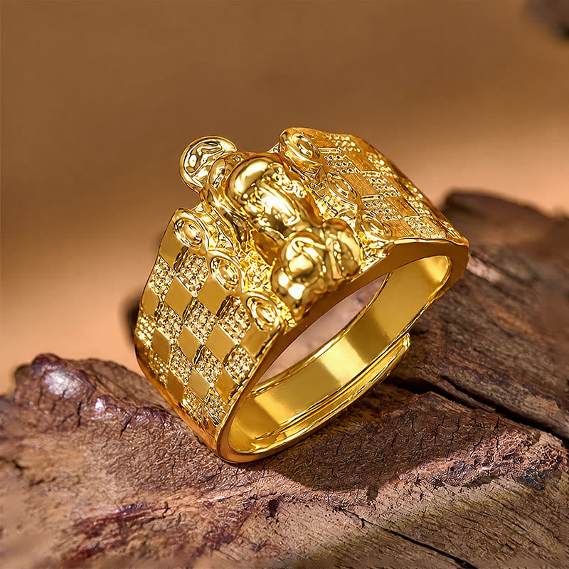 FuAtrract Strength & Protective Stability Zinc Alloy Coin Pixiu Ring - Adjustable - image 0