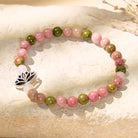FuAtrract Peace Calm & Purity Unakite Rose Quartz Rhodonite Lotus Bracelet - image 3