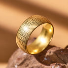FuAttract Fortune Blessing Luck Titanium Steel Seal Om Mani Mantra Retro Script Ring - image 2