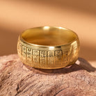 FREE Today: Fortune Blessing Luck Titanium Steel Seal Om Mani Mantra Retro Script Ring - image 4