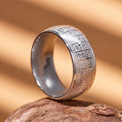 FuAttract Fortune Blessing Luck Titanium Steel Seal Om Mani Mantra Retro Script Ring - image 14
