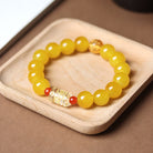 FuAttract Wisdom Serenity & Guidance Golden Barrel Charm Om Mani Mantra Bead Glaze Bracelet - Yellow - image 8