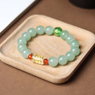 FuAttract Wisdom Serenity & Guidance Golden Barrel Charm Om Mani Mantra Bead Glaze Bracelet - Light Green - image 10