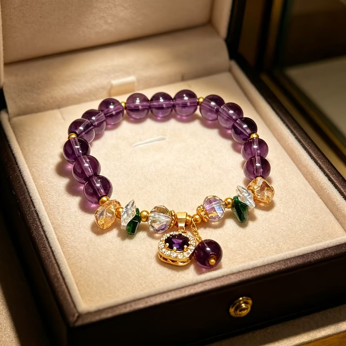 FuAttract Transformation Grace & Radiant Energy Amethyst Butterfly Sunflower Glazed Glass Bracelet - image 4