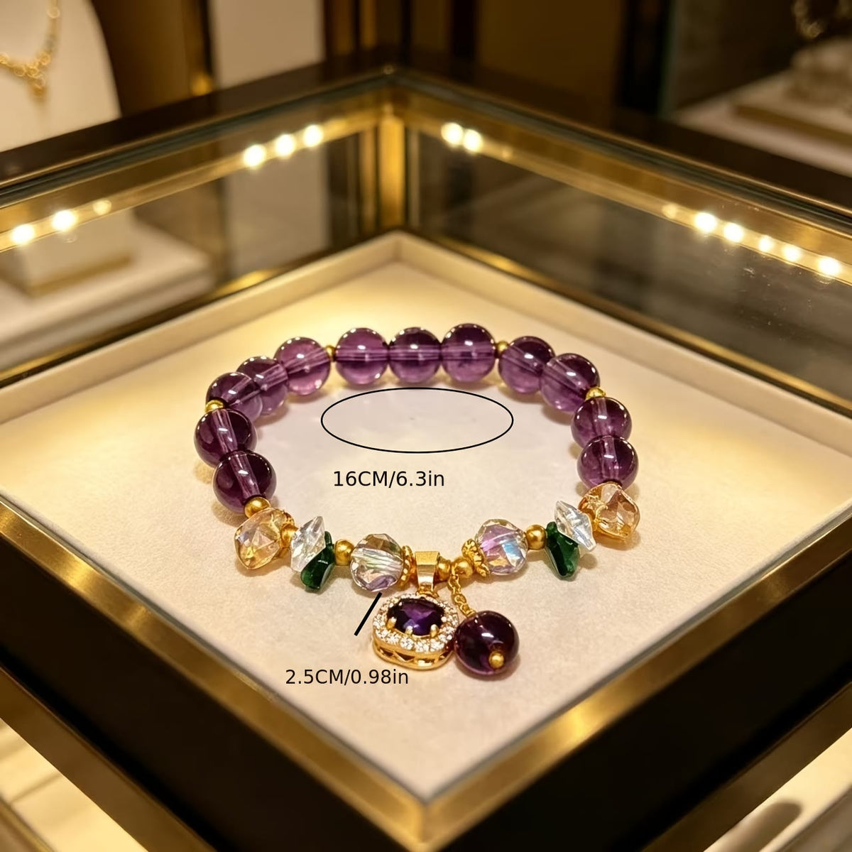FuAttract Transformation Grace & Radiant Energy Amethyst Butterfly Sunflower Glazed Glass Bracelet - image 5
