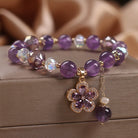 FuAttract Transformation Grace & Radiant Energy Amethyst Butterfly Sunflower Glazed Glass Bracelet - Five-Leaf Flower Glass Imitation Amethyst Bracelet - image 9