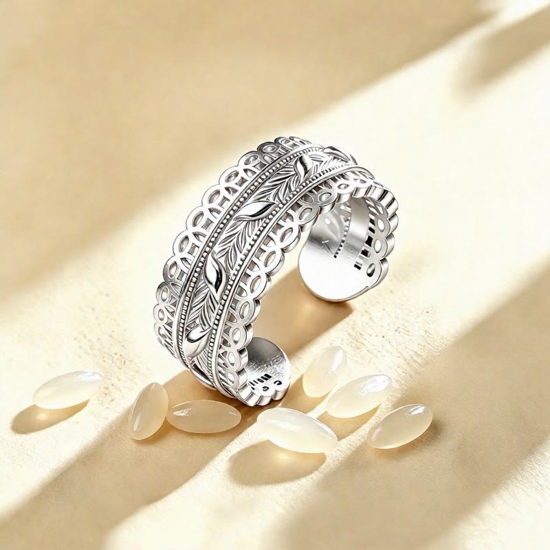 FuAttract Wealth Fortune Prosperity Copper Filigree Wheat Ring - Silver - image 6