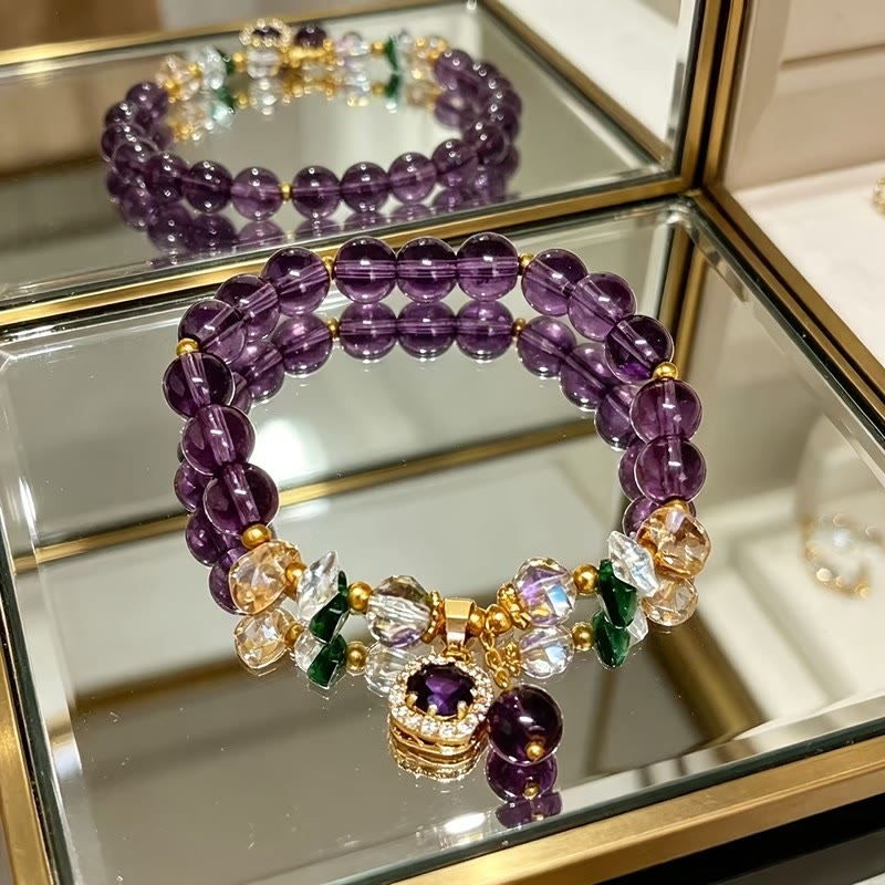 FuAttract Transformation Grace & Radiant Energy Amethyst Butterfly Sunflower Glazed Glass Bracelet - image 3